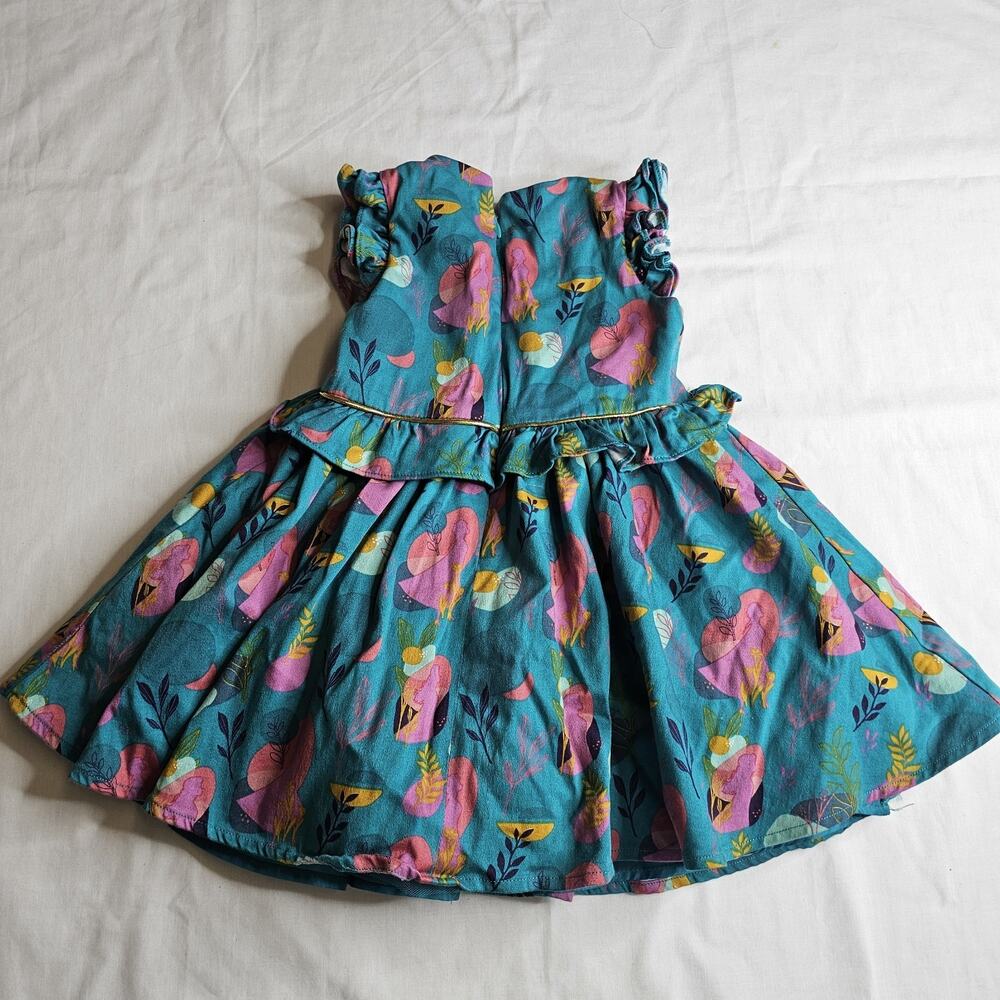 Disney Frozen Princess Dress Toddler Girl 3T Aqua Teal Ruffle Party Festival - Picture 4 of 8